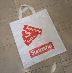 Supreme White Tote Bag with Red Logo